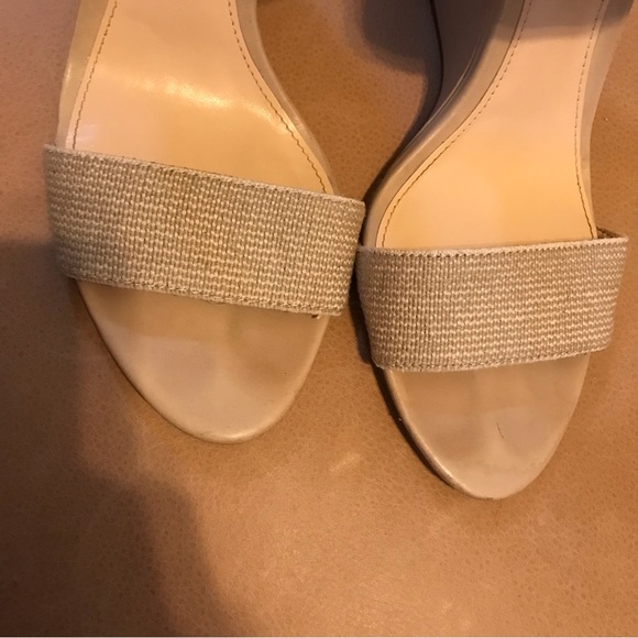 Vince Camuto Stretchy Strap Nude Wedge Heels, 8.5 - Picture 3 of 8